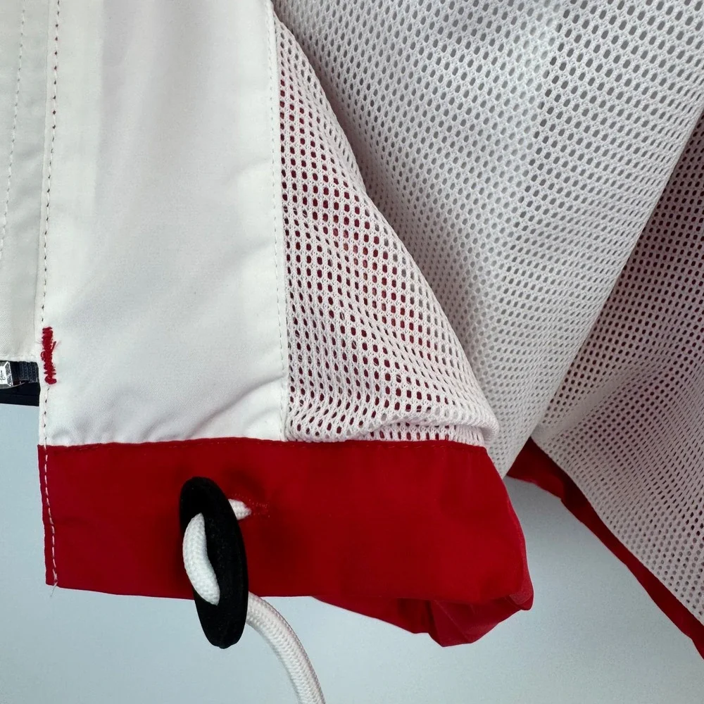Tommy Hilfiger Sport Mens XL Colorblock Hooded Windbreaker Jacket Red White Blue